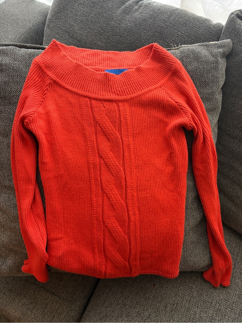 Red Cable-Knit Boatneck Women's Sweater